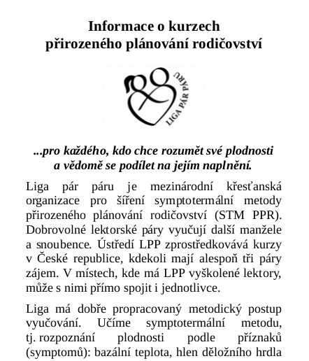 Informace o kurzech LPP